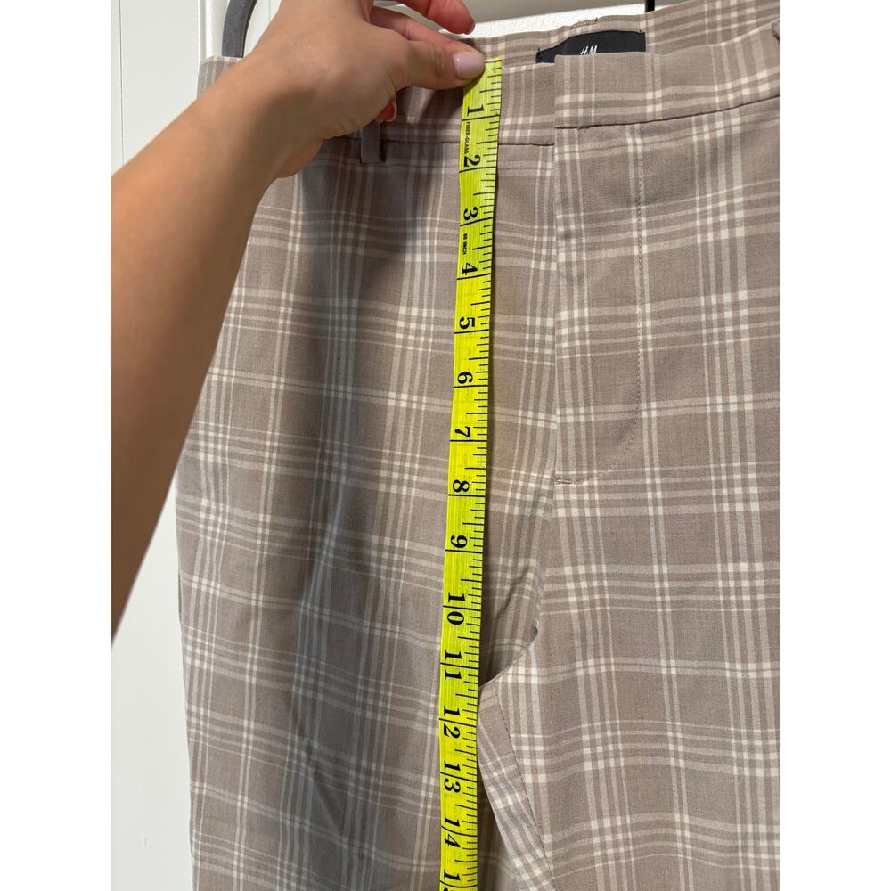 H&M Skinny Fit Plaid Pants US 30 Brown White - Picture 5 of 10